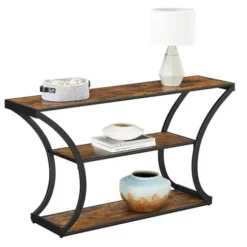Rootz konsolbord - skænk - sidebord - industrielt - brun - sort - forarbejdet træ - metal - 120 x 30 x 80 cm