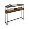 Rootz konsolbord - smalt indgangsbord - gangbord - pladsbesparende design - 24 cm x 100 cm x 80 cm - brun-sort