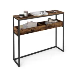 Rootz konsolbord - smalt indgangsbord - gangbord - pladsbesparende design - 24 cm x 100 cm x 80 cm - brun-sort
