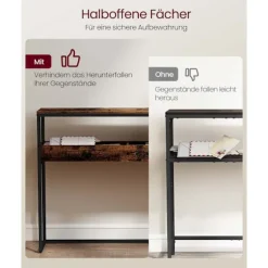 Rootz konsolbord - smalt indgangsbord - gangbord - pladsbesparende design - 24 cm x 100 cm x 80 cm - brun-sort