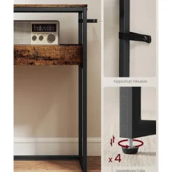 Rootz konsolbord - smalt indgangsbord - gangbord - pladsbesparende design - 24 cm x 100 cm x 80 cm - brun-sort