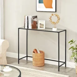 Rootz Konsolbord - Sort metalglas - Entrébord - Sofabord - Moderne design - 100 cm x 35 cm x 80 cm