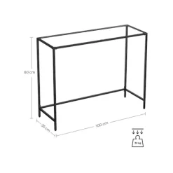 Rootz Konsolbord - Sort metalglas - Entrébord - Sofabord - Moderne design - 100 cm x 35 cm x 80 cm