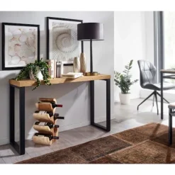 Rootz konsolbord eg indretning - sort 120x39x75,5 cm design skænk gang - Opbevaringsbord smalt - Hall bord med metalben - Entre bord Langt Højt