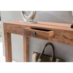 Rootz konsolbord Massivt træ akacie konsol med 1 skuffe skrivebord 120 x 40 cm landlig skænk