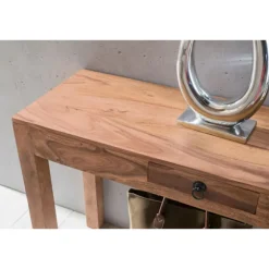 Rootz konsolbord Massivt træ akacie konsol med 1 skuffe skrivebord 120 x 40 cm landlig skænk