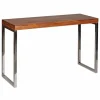 Rootz konsolbord massivt træ sheesham konsol med metalben skrivebord 120x45 cm landlig skænk moderne massiv ægte træ naturlig skænk PC bord sekretær b | Fyndiq