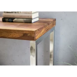 Rootz konsolbord massivt træ sheesham konsol med metalben skrivebord 120x45 cm landlig skænk moderne massiv ægte træ naturlig skænk PC bord sekretær b | Fyndiq