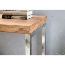 Rootz konsolbord massivt træ akaciekonsol med metalben skrivebord 120 x 45 cm skænk i landlig stil