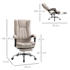 Rootz Kontorstol - Computerstol - Drejestol - Med fodstøtte - 63 cm x 71 cm x 118 cm
