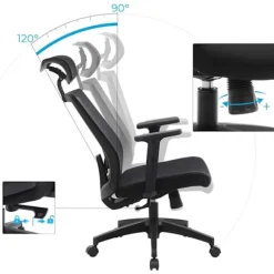 Rootz Kontorstol - Kontorstol - Ergonomisk - 360° drejestol - Lændestøtte - Nakkestøtte - Justerbar - Tiltbar - Sort