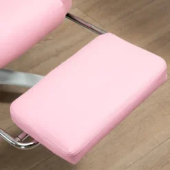 Rootz kontorstol med fodstøtte - Justerbart ryglæn - Højdejusterbart - 5 hjul - Kunstlæder - Pink + Hvid - 65cm x 68cm x 116cm
