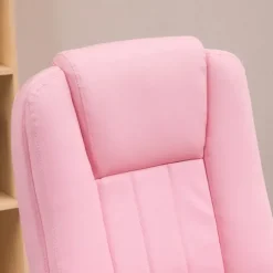 Rootz kontorstol med fodstøtte - Justerbart ryglæn - Højdejusterbart - 5 hjul - Kunstlæder - Pink + Hvid - 65cm x 68cm x 116cm
