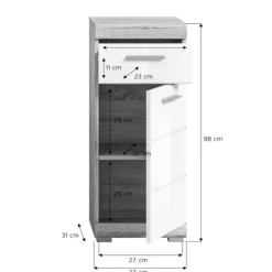 Rootz Lambada Tall Cabinet - Badeværelsesmøbler - Træmateriale - Sonoma Oak - Modulært design - 37 cm x 88 cm x 31 cm