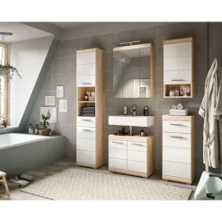Rootz Lambada Tall Cabinet - Badeværelsesmøbler - Træmateriale - Sonoma Oak - Modulært design - 37 cm x 88 cm x 31 cm