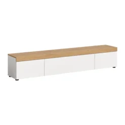 Rootz Large Lowboard - TV Stand - Media Console - Rumbesparende - 180x34x33 cm - Hvid og brun