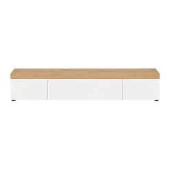 Rootz Large Lowboard - TV Stand - Media Console - Rumbesparende - 180x34x33 cm - Hvid og brun