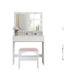 Rootz LED forfængelighedsbord - Friktionsbord - Makeup -bord - Spejl inkluderet - Hvid spånplade - 80 cm x 40 cm x 140 cm