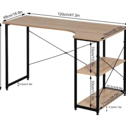 Rootz L-formet hjørneskrivebord - Kontorbord - Spillebord - Rigelig arbejdsplads - Integreret opbevaring - Robust konstruktion - 120 cm x 71,5 cm x 74 | Fyndiq