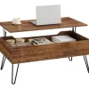 Rootz Lift Top Sofabord - Vintage stuebord - Højdejusterbart - Skjult opbevaring - Robust struktur - 95cm x 55,5cm x 71,5cm