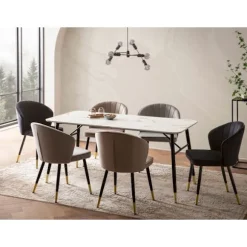 Rootz lille spisebord - moderne hvidt look - elegant rektangulært bord - robuste metalben - 140 cm x 80 cm x 76 cm