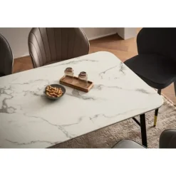 Rootz lille spisebord - moderne hvidt look - elegant rektangulært bord - robuste metalben - 140 cm x 80 cm x 76 cm