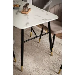 Rootz lille spisebord - moderne hvidt look - elegant rektangulært bord - robuste metalben - 140 cm x 80 cm x 76 cm