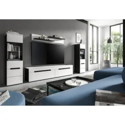 Rootz Living Room Set - Display Cabinets - Lowboard - Ample Storage - 272x141x33 cm