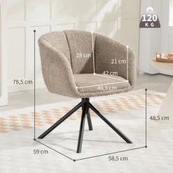 Rootz Lænestol - Polstret Stol - Roterbart sæde - Hyggelig komfort - Støtter op til 120 kg - 58,5 cm x 78,5 cm - Brun