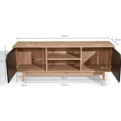 Rootz Lowboard 150 cm TV-skab - Underholdningsenhed - Mediekonsol - Moderne design - Kontrasterende farver - Rummelig opbevaring - 150 cm x 55 cm x 40 | Fyndiq