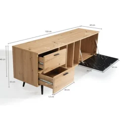 Rootz Lowboard 150 cm TV-skab - TV-stativ - Marmor Sort Design - Moderne Stil - Rummelig opbevaring - Holdbar konstruktion - 150 cm x 55 cm x 40 cm