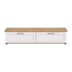 Rootz Lowboard - TV Stand - Entertainment Unit - Ample Storage - 164x37x40 cm - Hvid og brun