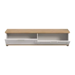 Rootz Lowboard - TV Stand - Entertainment Unit - Ample Storage - 164x37x40 cm - Hvid og brun