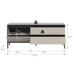 Rootz Lowboard - TV Stand - Entertainment Unit - Ample Storage - 150 cm x 62 cm x 38 cm