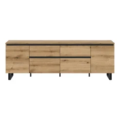 Rootz Lowboard - TV Stand - Medieopbevaring - Rigelig plads - Brun og sort - 188x65x36 cm