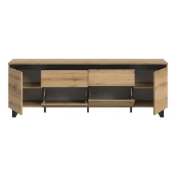 Rootz Lowboard - TV Stand - Medieopbevaring - Rigelig plads - Brun og sort - 188x65x36 cm