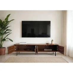 Rootz Lowboard - TV-stander - Underholdningsenhed - Høj belastningskapacitet - 160 cm x 40 cm x 35 cm - Sheesham Brown & Black Iron