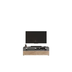 Rootz Lowboard Freno - TV Stand - Entertainment Center - Gray Replica - Nox Oak Replica - Modular Design - Bæredygtig - 140 cm x 43 cm x 40 cm