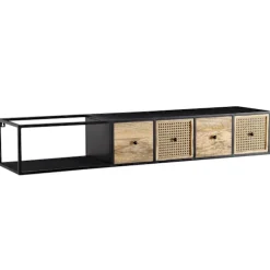 Rootz lowboard hængende mango massivt træ - metal 150x25x35 cm TV skab sort - Design TV stativ moderne - TV skab væg - TV kommode TV kommode til ophæn | Fyndiq