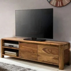 Rootz Lowboard hårdttræ sheesham kiste 140 cm TV-bræt opbevaringsrum i landlig stil skab 40 cm tv-skab