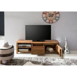 Rootz Lowboard hårdttræ sheesham kiste 140 cm TV-bræt opbevaringsrum i landlig stil skab 40 cm tv-skab