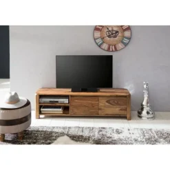 Rootz Lowboard hårdttræ sheesham kiste 140 cm TV-bræt opbevaringsrum i landlig stil skab 40 cm tv-skab