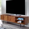 Rootz lowboard massivt sheesham træ 123x42x35 cm tv kommode med to døre - Design tv skab høj - tv stand tv skab moderne - tv kommode stue