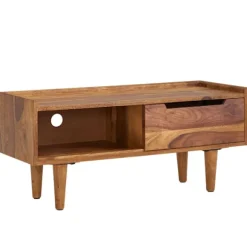 Rootz lowboard massivt sheesham træ 95x44x34 cm TV kommode med skydedør - Design TV skab høj - TV stativ TV skab moderne - TV kommode stue