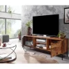 Rootz lowboard massivt sheesham træ 147x51x38 cm tv kommode med to døre - Design tv skab høj - tv stand tv skab moderne - tv kommode stue