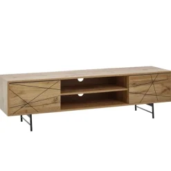 Rootz lowboard træ eg indretning 160x45x40 cm TV kommode med to døre - Design TV skab høj - TV stativ TV skab moderne - TV kommode stue