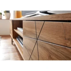 Rootz lowboard træ eg indretning 160x45x40 cm TV kommode med to døre - Design TV skab høj - TV stativ TV skab moderne - TV kommode stue