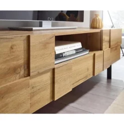 Rootz lowboard træ eg indretning 160x46x43 cm tv kommode med to døre - Design tv skab høj - tv stand tv skab moderne - tv kommode stue