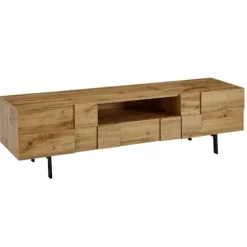 Rootz lowboard træ eg indretning 160x46x43 cm tv kommode med to døre - Design tv skab høj - tv stand tv skab moderne - tv kommode stue