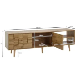Rootz lowboard træ eg indretning 160x51x40 cm TV kommode med to døre - Design TV skab høj - TV stativ TV skab moderne - TV kommode stue